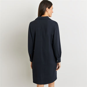 Gerry Weber Dress V-Neck With Collar In Navy