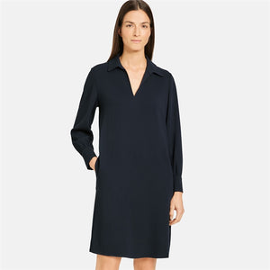 Gerry Weber Dress V-Neck With Collar In Navy