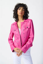 Load image into Gallery viewer, Joseph Ribkoff Bright Pink Faux Suede Jacket
