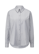 Load image into Gallery viewer, Riani Embroidered Blouse in Grey Stripe