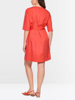 Load image into Gallery viewer, Marc Cain Cotton Blend Dress in Bright Tomato