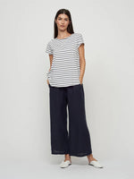 Load image into Gallery viewer, Pistache Cropped Linen Pant Navy
