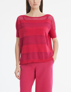 Sarah Pacini Burgundy Striped Sweater