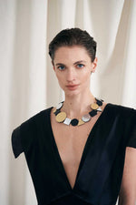 Load image into Gallery viewer, Iskin Sisters BAUAHUS NECKLACE GEOMETRIC - SILVER+BLACK+GOLD
