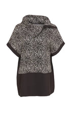 Load image into Gallery viewer, Naya WOOL MIX PRINT TOP WITH ZIP COLLAR - BLACK AND White