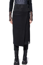 Load image into Gallery viewer, Art Point Straight Skirt with Mesh Hem and Jersey Waistband