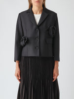 Load image into Gallery viewer, Meimeij Black jacket with Flower