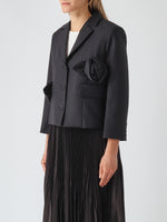 Load image into Gallery viewer, Meimeij Black jacket with Flower