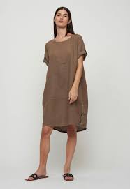 Pistache Linen Dress with Back Pleat