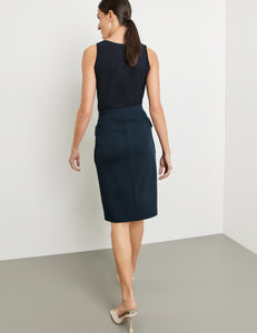 Gerry Weber Navy  skirt with patch pockets and a kick pleat