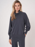 Load image into Gallery viewer, Repeat Wide Turtleneck Sweater With Puff Sleeves
