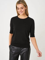 Load image into Gallery viewer, Repeat Basic Fine Knit Short Sleeve Pullover In Organic Cotton Blend
