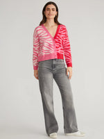 Load image into Gallery viewer, 525 NICOLE: COLOURBLOCK ZEBRA PRINT CARDIGAN
