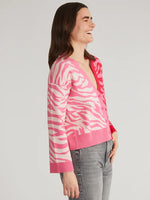 Load image into Gallery viewer, 525 NICOLE: COLOURBLOCK ZEBRA PRINT CARDIGAN
