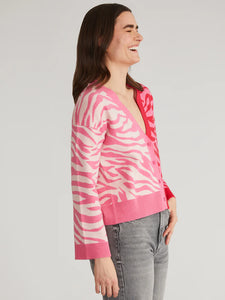 525 NICOLE: COLOURBLOCK ZEBRA PRINT CARDIGAN