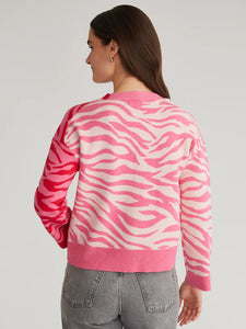 525 NICOLE: COLOURBLOCK ZEBRA PRINT CARDIGAN