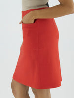 Load image into Gallery viewer, Marc Cain Red Boiled Wool Skirt
