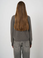 Load image into Gallery viewer, Repeat Cashmere-Wool Cardigan with Denim Collar

