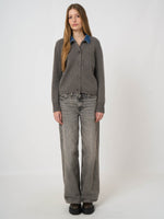Load image into Gallery viewer, Repeat Cashmere-Wool Cardigan with Denim Collar
