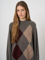 Load image into Gallery viewer, Repeat Wool-Cashmere Argyle Intarsia Sweater with Stand Collar
