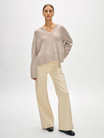 Load image into Gallery viewer, White &amp; Warren side slit Vneck
