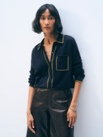 Load image into Gallery viewer, White &amp; Warren Cashmere Tipped Button Shirt
