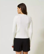 Load image into Gallery viewer, Twin Set Ribbed knit Mandarin collar jacket
