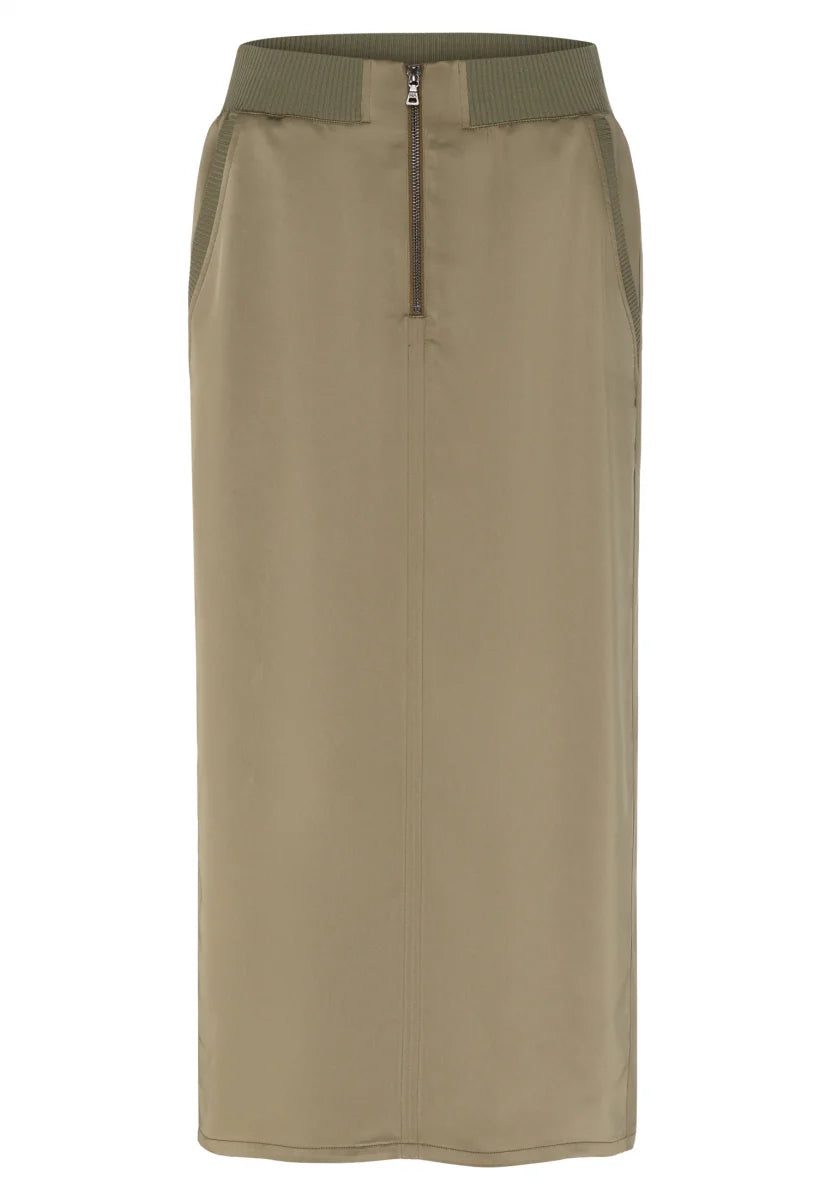 Marc Aurel Satin skirt with knitted cuffs