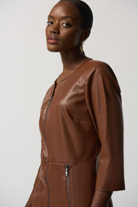 Joseph Ribkoff Faux Leather Dress with zipper
