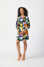 Load image into Gallery viewer, Joseph Ribkoff Black/Multi Floral Print Satin Dress
