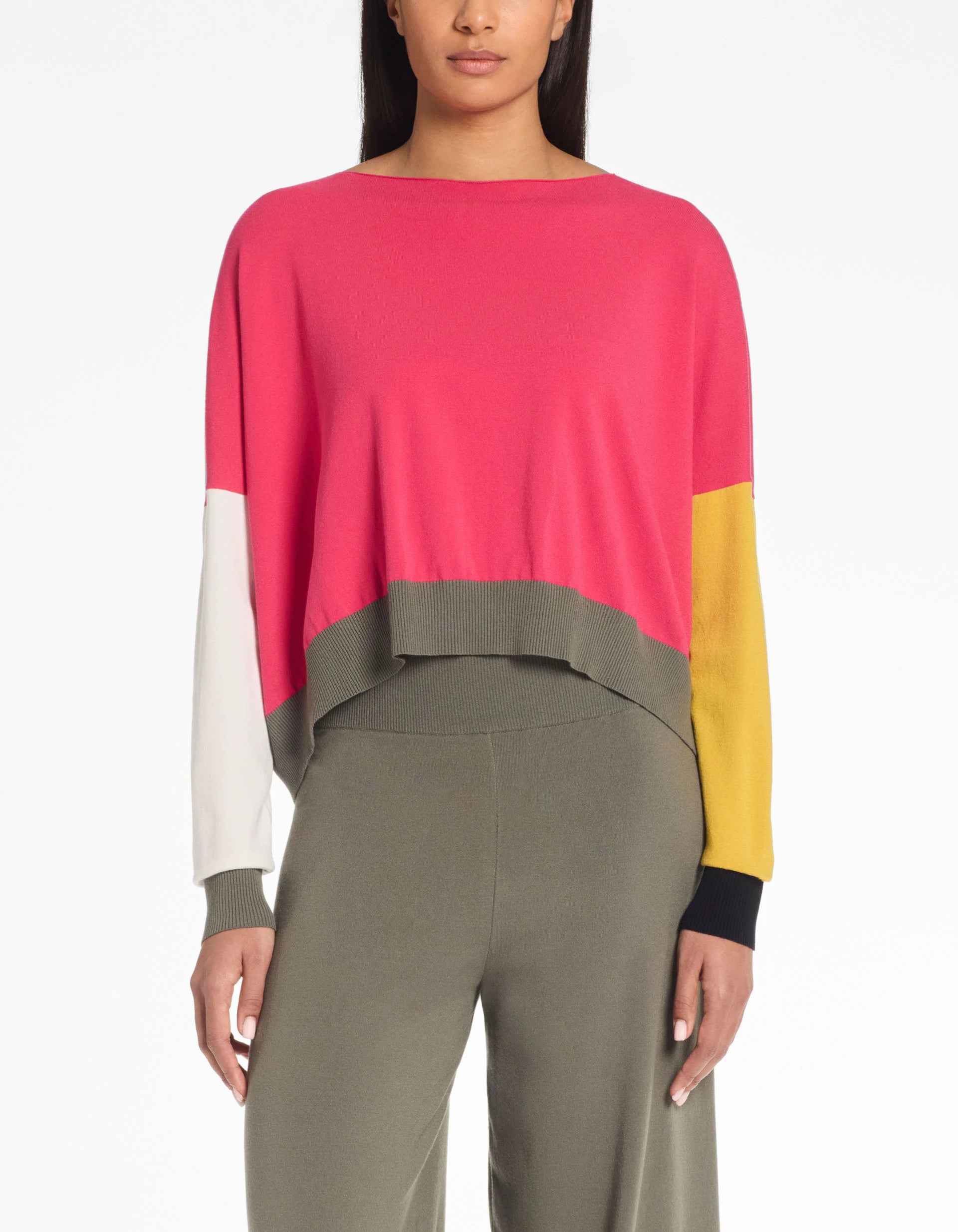 Sarah Pacini Colour Block Sweater Pink