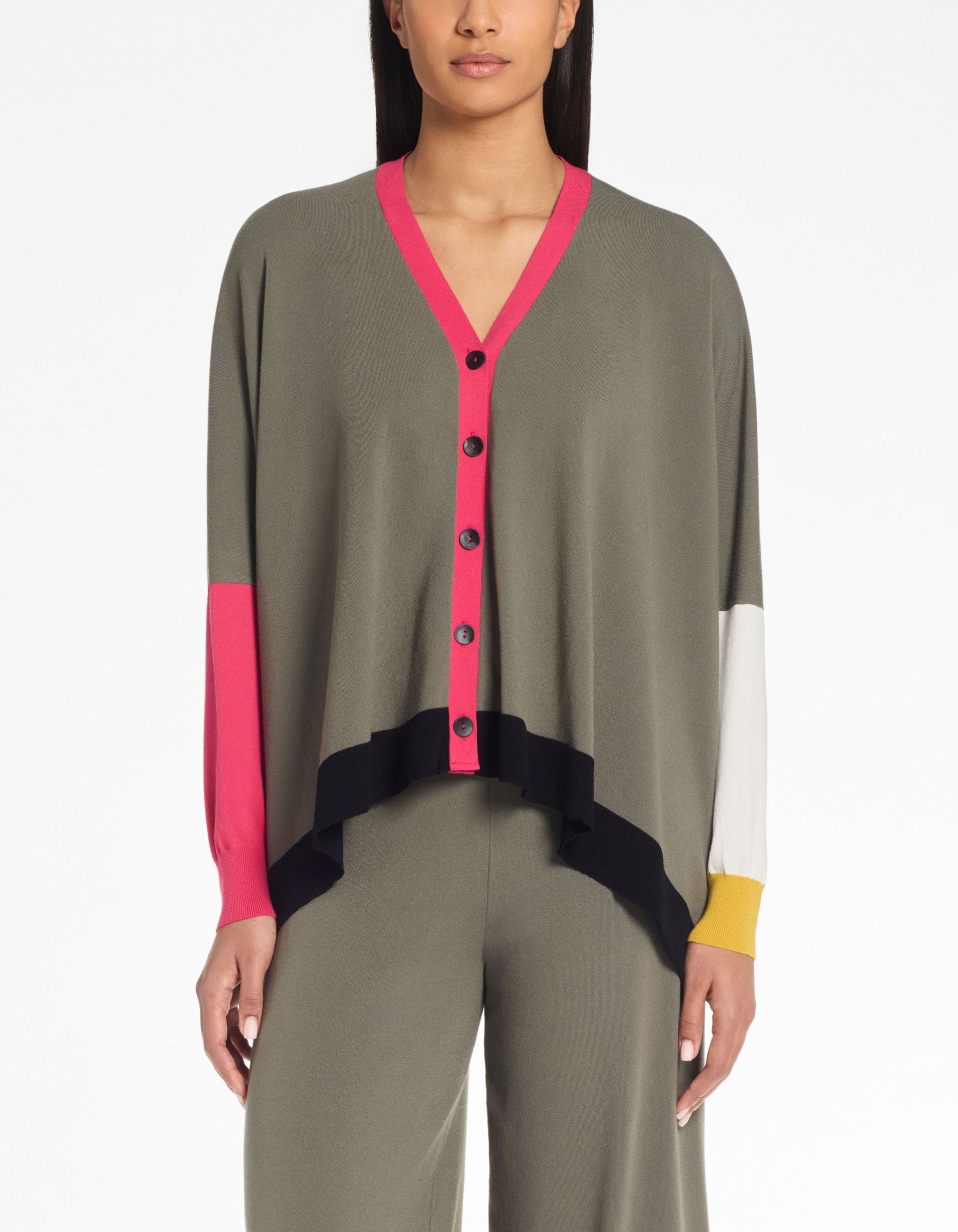 Sarah Pacini Swing Cardigan Khaki