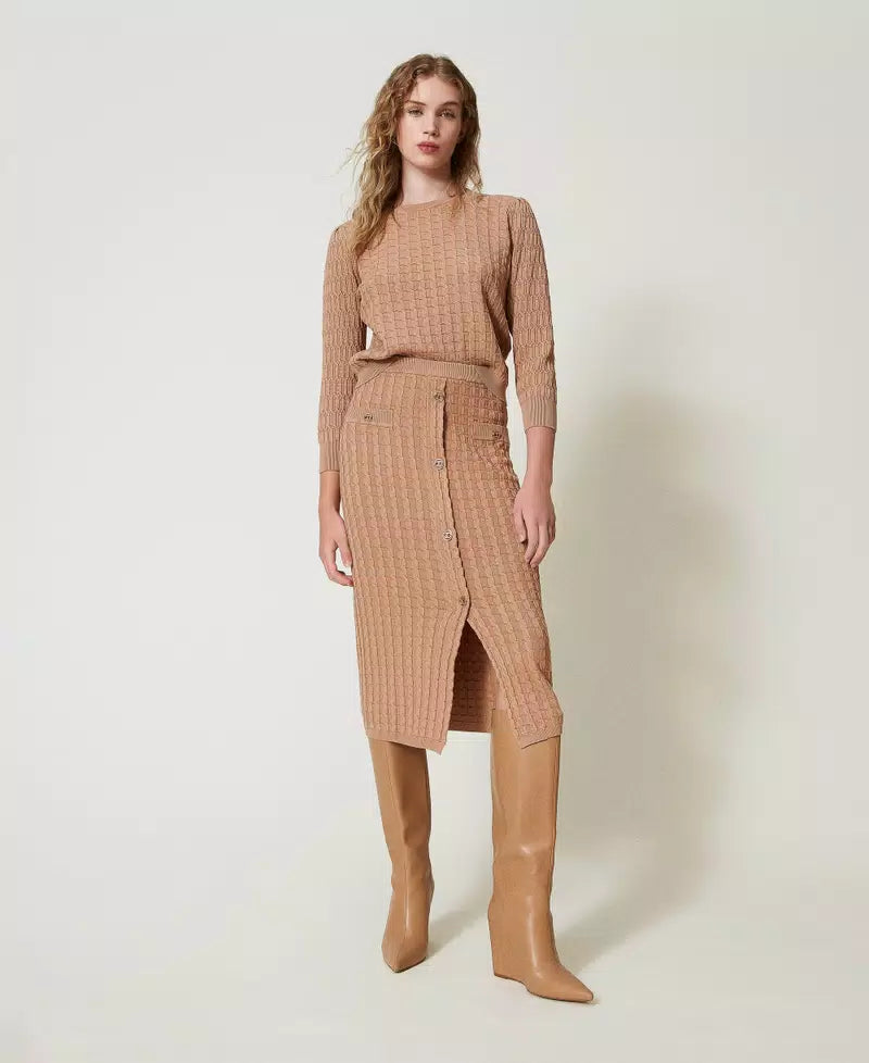 Twin Set Midi fitted knit skirt