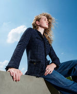 Load image into Gallery viewer, Twinset Navy Bouclé Jacket
