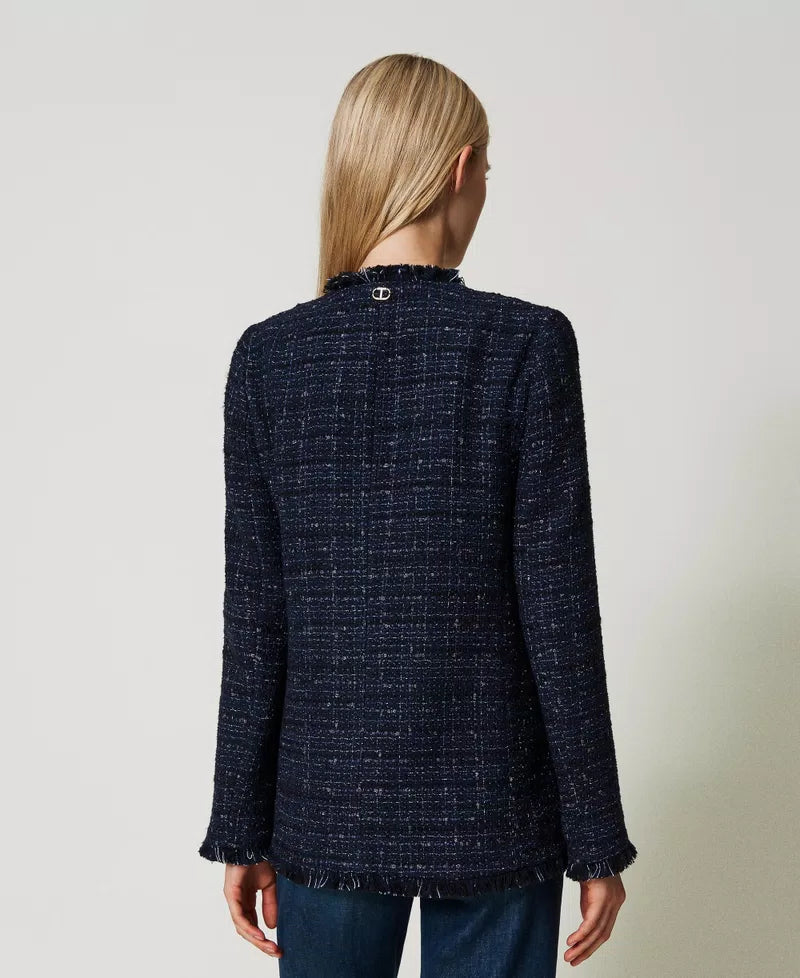 Twinset Navy Bouclé Jacket