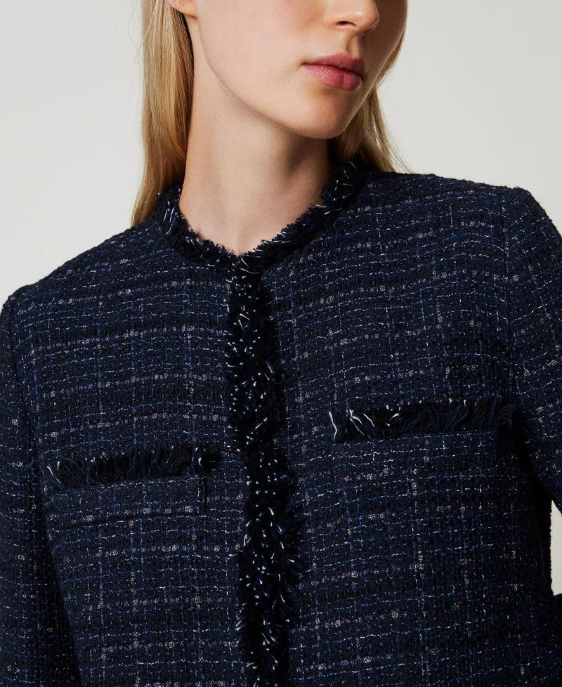 Twinset Navy Bouclé Jacket