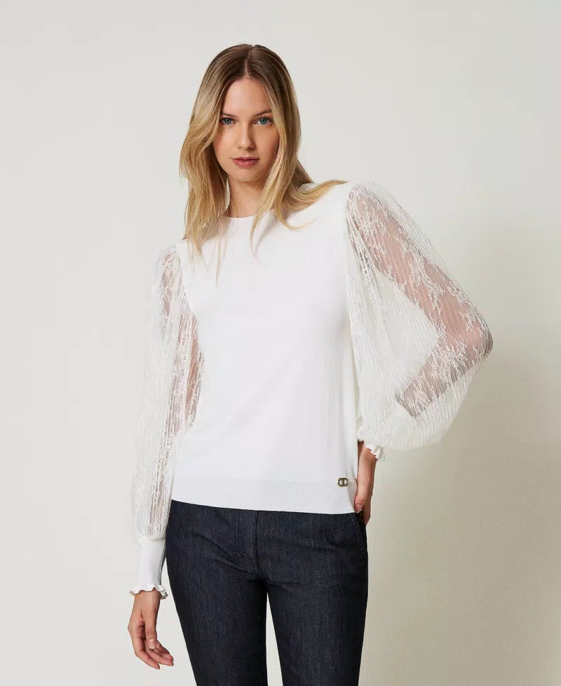 Twinset  Top with lace sleeves