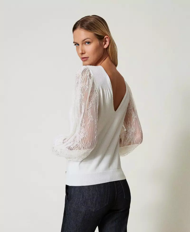 Twinset  Top with lace sleeves