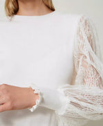 Load image into Gallery viewer, Twinset  Top with lace sleeves
