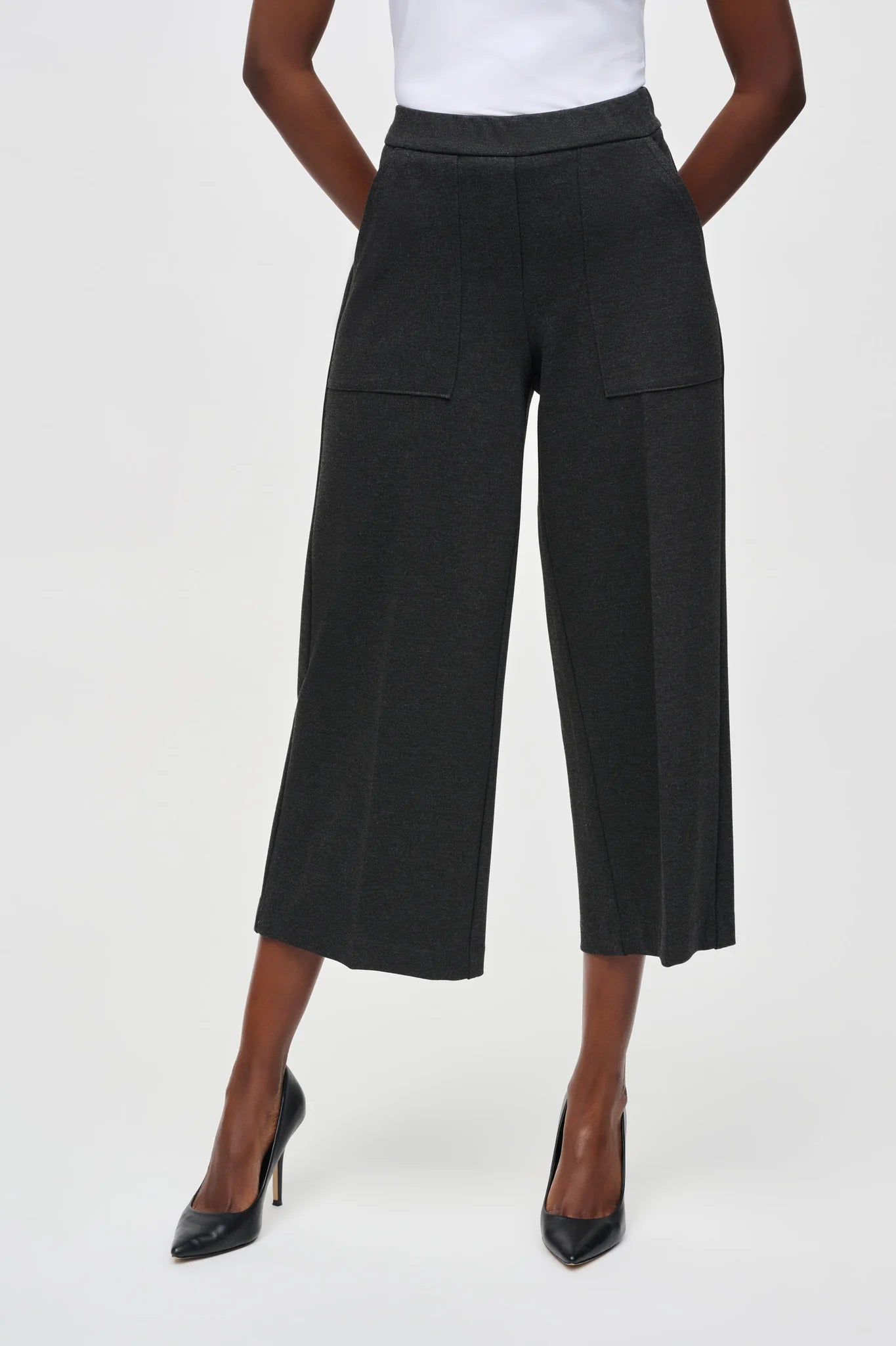 Joseph Ribkoff Knit Pull-On Culotte Pant - Charcoal