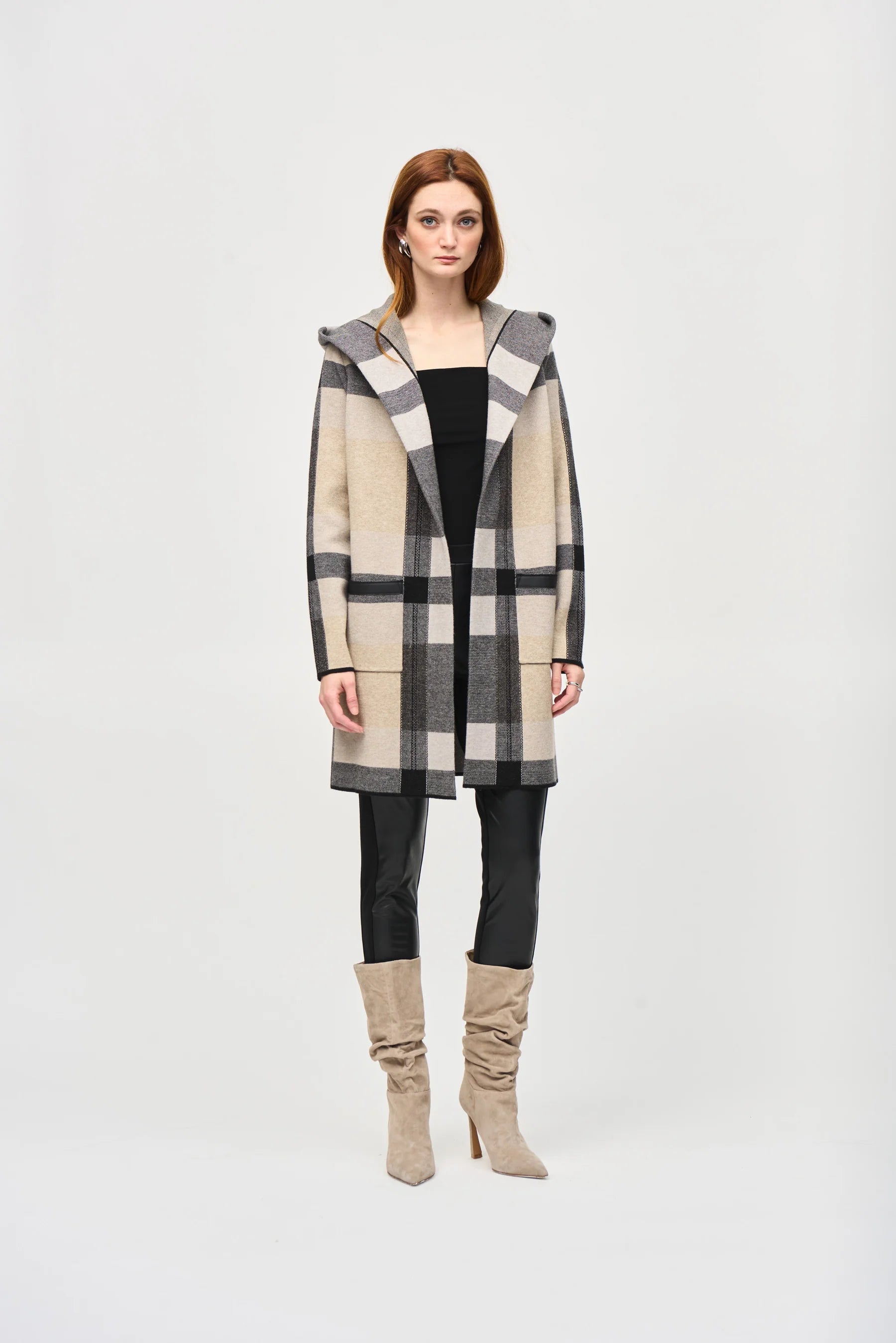 Joseph Ribkoff Check Sweater Coat