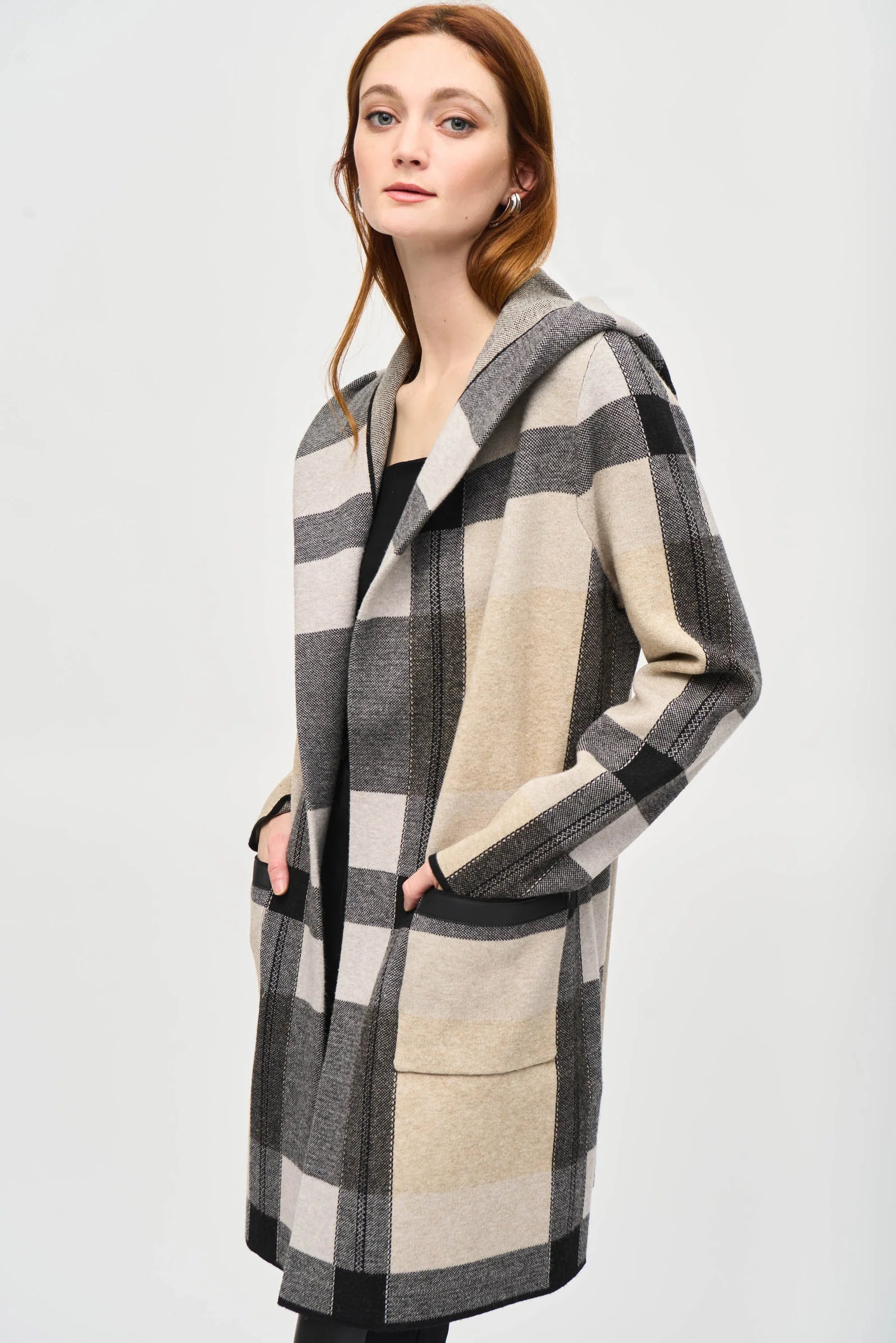 Joseph Ribkoff Check Sweater Coat