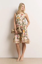 Load image into Gallery viewer, Princess goes Hollywood Flared linen dress with tropical print
