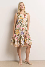 Load image into Gallery viewer, Princess goes Hollywood Flared linen dress with tropical print
