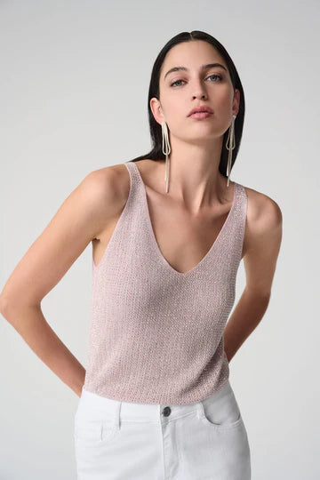 Joseph Ribkoff Metallic Knitted Camisole with Rhinestones
