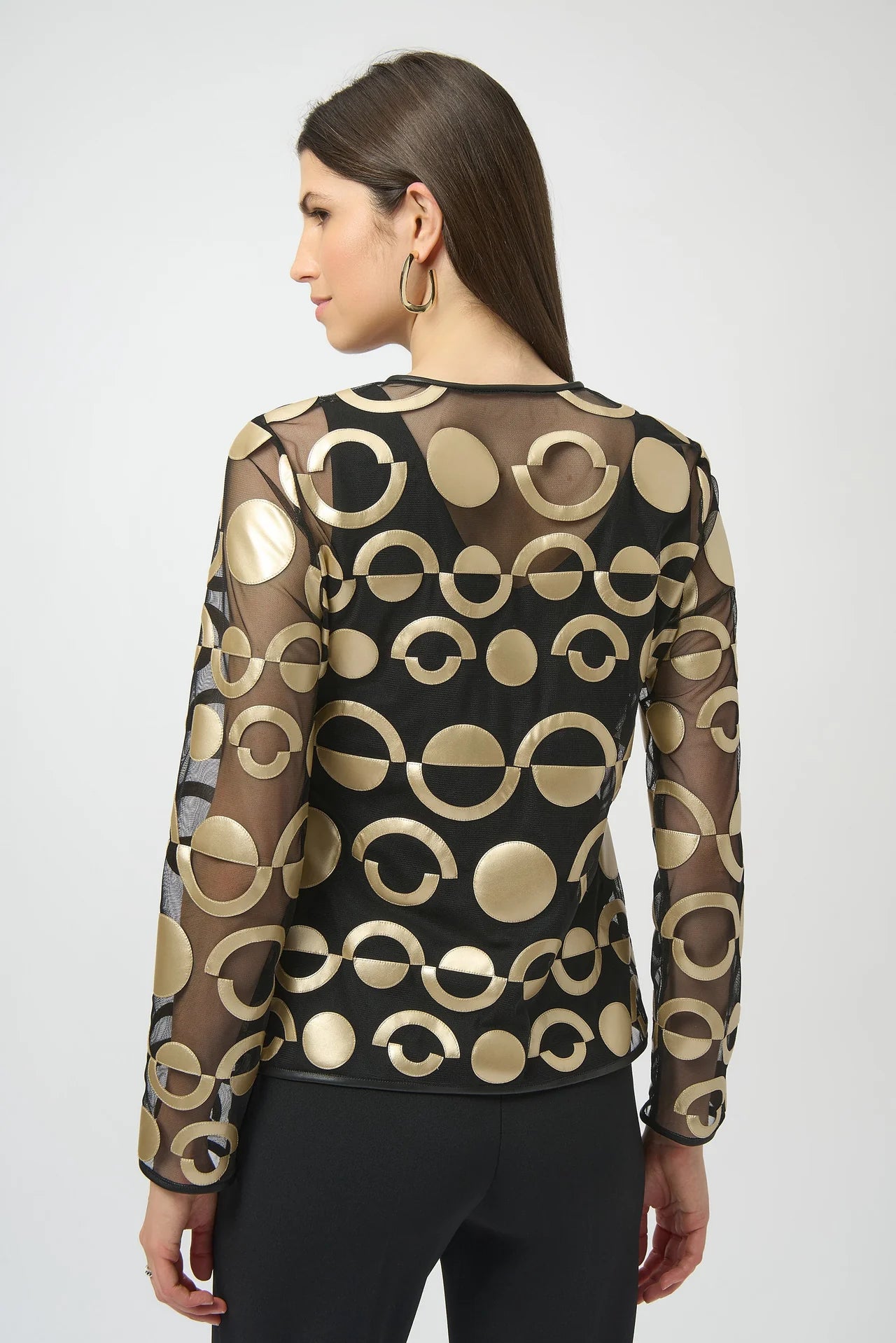 Joseph Ribkoff Mesh and Leatherette Jacket