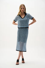 Load image into Gallery viewer, Joseph Ribkoff Novelty Stripe Boxy Top With Polo Collar
