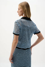 Load image into Gallery viewer, Joseph Ribkoff Novelty Stripe Boxy Top With Polo Collar
