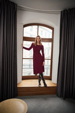 Load image into Gallery viewer, Joseph Ribkoff Scuba Crepe Draped Front Sheath Dress
