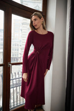 Load image into Gallery viewer, Joseph Ribkoff Scuba Crepe Draped Front Sheath Dress
